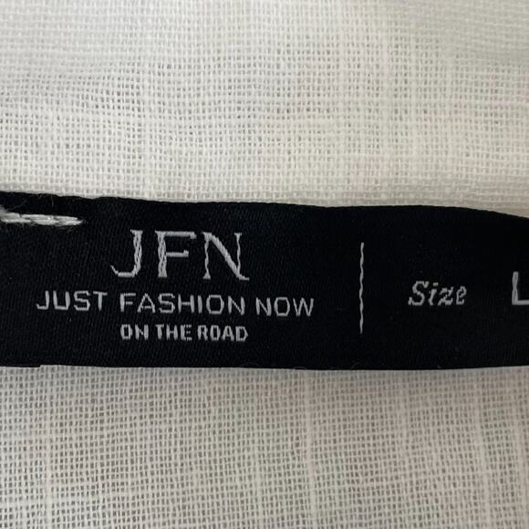 NWT Linen Blend White Roll Tab Sleeve Button V-Neck Pullover Tunic Cover-Up L - Picture 5 of 9